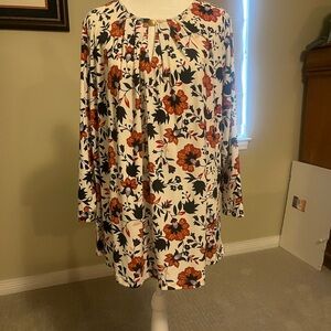 Liz Claiborne Floral Long Sleeve Dress - Orange and Black